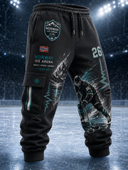 Athletische Hose mit Herren-Eishockey-Print
