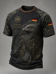 Herren-Vintage-Grafik-Raglan-T-Shirt mit Veteranen-Design und kurzen Ärmeln