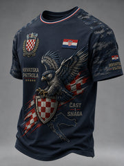 Herren-T-Shirt mit kurzen Ärmeln und Vintage-Print im Militärstil