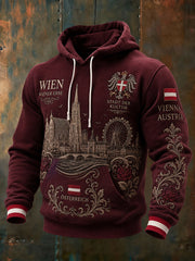 Herren-Kapuzenpullover mit abfallender Schulter und langen Ärmeln, mit urbanem Gedenk-Graphic-Print