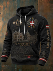 Herren-Kapuzenpullover mit abfallender Schulter und langen Ärmeln, mit urbanem Gedenk-Graphic-Print