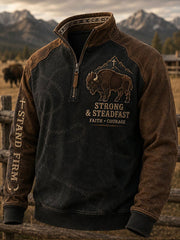 Herren-Vintage-Western-Sweatshirt mit traditionellem Rentiermuster