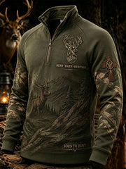 Herren-Vintage-Western-Sweatshirt mit traditionellem Rentiermuster