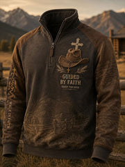 Herren Vintage Western Kapuzen pullover mit Reiß verschluss