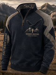 Herren-Vintage-Western-Kapuzenpullover mit Reißverschluss