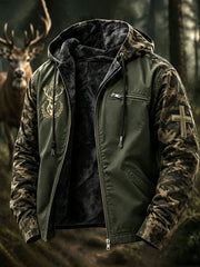 Herren Vintage Traditionelle Rentier Muster Western Composite Fleece Jacke