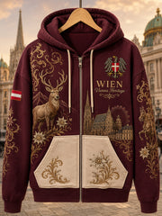 Damen Vintage City Souvenir Print mit Reiß verschluss Langarm Sweatshirt Jacke