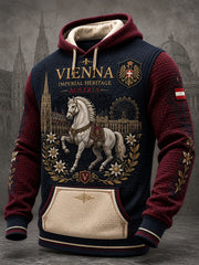 Herren Retro City Gedenk druck Waffel Langarm Sweatshirt