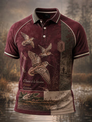 Herren-Poloshirt mit Kunstdruck zur französischen Jagdsaison