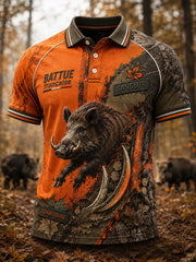 Herren Französisch Jagd Saison Kunstdruck Polo Shirt