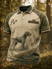 Herren-Poloshirt mit Kunstdruck zur deutschen Jagdsaison