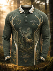 Herren französische Jagd Saison Kunst Waffel Langarm T-Shirt