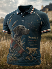 Herren-Poloshirt mit Kunstdruck zur französischen Jagdsaison