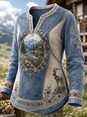 Frauen-Top aus Baumwolle und Leinen im österreichischen Landhausstil