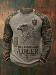 Herren Veteran Memorial Camo Print Waffel-Strick-Raglan Langarm-Top
