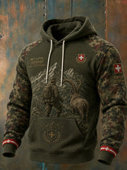 Herren-Kapuzenpullover mit Camouflage-Print und langen Ärmeln zum Gedenken an die Veteranen