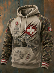 Herren-Kapuzenpullover mit Camouflage-Print und langen Ärmeln zum Gedenken an die Veteranen
