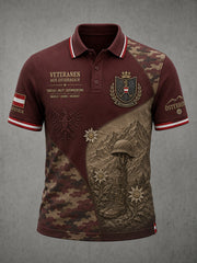 Herren-Poloshirt mit kurzen Ärmeln und vintage Militär‑Camouflage‑Print