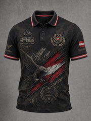 Herren-Poloshirt mit kurzen Ärmeln und vintage Militär‑Camouflage‑Print