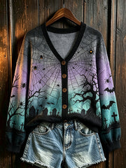Damen-Halloween-Cardigan mit Aufdruck, lässig geschnitten
