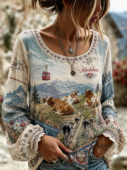 Frauen Österreich ische ländliche Kultur Baumwolle-Leinen-Shirt