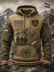 Herren-Vintage-Longsleeve-Sweatshirt im militärinspirierten Design mit grafischem Waffelstrickmuster