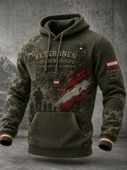 Herren-Vintage-Longsleeve-Sweatshirt im militärinspirierten Design mit grafischem Waffelstrickmuster