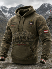 Herren-Vintage-Longsleeve-Sweatshirt im militärinspirierten Design mit grafischem Waffelstrickmuster