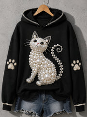 Damen-Kapuzenpullover mit Katzenmotiv für Katzenliebhaberinnen