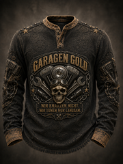 Herren humorvoller Slogan Casual Button T-Shirt