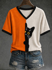 Frauen-Funny-Cat-Kurzarm-T-Shirt