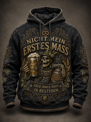 Herren-Hoodie mit witzigem Slogan, übergroß, tief angesetzte Schultern und Taschen