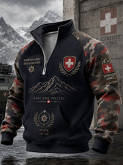 Langärmliges Herren-Oberteil mit Raglan-Ärmeln und Vintage-Tarnung im Militärs til