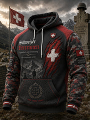 Herren-Vintage-Kapuzenpullover im militärischen Camouflage-Style mit Langarm