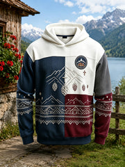 Herren Kapuzen-Vintage Österreich ische ländliche Kultur Print Waffel Hoodie