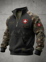 Herren-Longsleeve mit Raglanärmeln, Vintage-Camouflage- und Militär-Prints