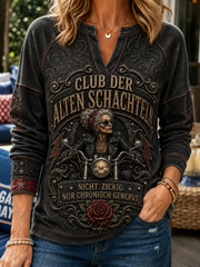 Damen Humorvolles Sweatshirt mit lässiger V-Ausschnitt