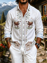 Herren Retro Österreich isches Land Kunstdruck Lässiges Langarm-Shirt