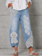 Ausgeblasene Damen-Tier-Hund-Kunstdruck-Hosen