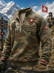 Herren-Longsleeve mit Raglanärmeln, Vintage-Camouflage- und Militär-Prints