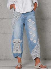 Ausgeblasene Damen-Tier-Hund-Kunstdruck-Hosen