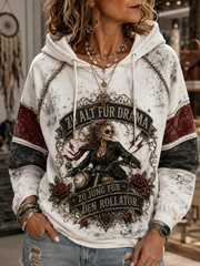 Frauen-Hoodie mit humorvollem Spruch und kurzen Ärmeln