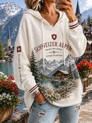 Damen-Kapuzenpullover mit alpinem Gedenk-Graphic-Print