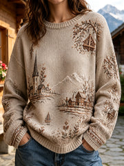 Damen Retro Rundhals-Pullover mit österreichi schem Land druck