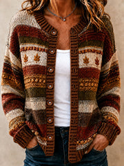 Damen Strickjacke mit gestreifter Druck, lässig