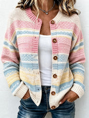 Strickjacke mit gestreiftem Muster für Damen