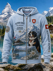 Langärmliges Herren-Kapuzen pullover mit Reiß verschluss