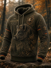 Herren-Kapuzenpullover im Übergrößen-Design mit abfallender Schulter und Taschen – deutsche Jagdsaison