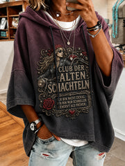 Frauen-Kapuzenpullover mit witzigem Slogan-Print und kurzen Ärmeln