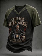 Herren-T-Shirt mit witzigem Slogan-Print und V-Ausschnitt